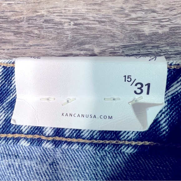 KanCan Acid Wash Distressed Denim Ripped High Waisted Mom Jeans Size 15/31 - Picture 7 of 9
